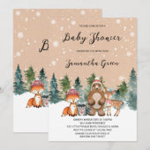 Genderneutraal Winter Woodland Baby shower Kaart (Voorkant / Achterkant)