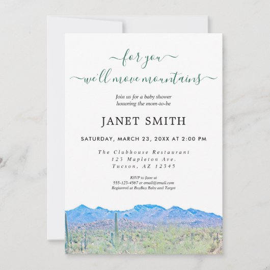 Genderneutraal woestijngebergte Baby shower Kaart (Voorkant)