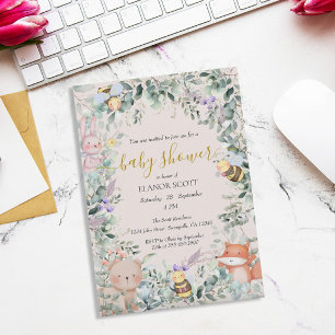 Genderneutraal Woodland Boho Baby shower Kaart