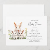 Genderneutraal Woodland Bunny Baby shower Kaart (Voorkant / Achterkant)