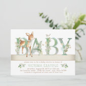 Genderneutraal Woodland Deer Baby shower Kaart (Staand voorkant)