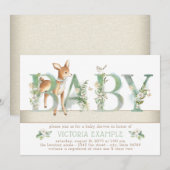 Genderneutraal Woodland Deer Baby shower Kaart (Voorkant / Achterkant)