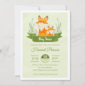 Genderneutraal Woodland Fox Baby shower Uitnodigin Kaart (Voorkant)