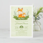 Genderneutraal Woodland Fox Baby shower Uitnodigin Kaart (Staand voorkant)