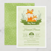 Genderneutraal Woodland Fox Baby shower Uitnodigin Kaart (Voorkant / Achterkant)