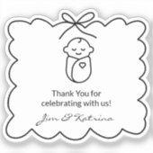 Genderneutraal Zwart Modern Baby shower Bedankt Sticker (Voorkant)