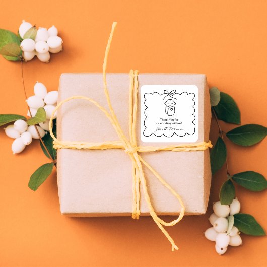 Genderneutraal Zwart Modern Baby shower Bedankt Vierkante Sticker