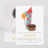 Genderneutrale 1e verjaardag kaart (Voorkant / Achterkant)