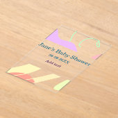 Genderneutrale abstracte vormen baby shower naam acryl uitnodigingen (Laagn)