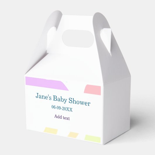 Genderneutrale abstracte vormen baby shower naam bedankdoosjes (Achterkant)