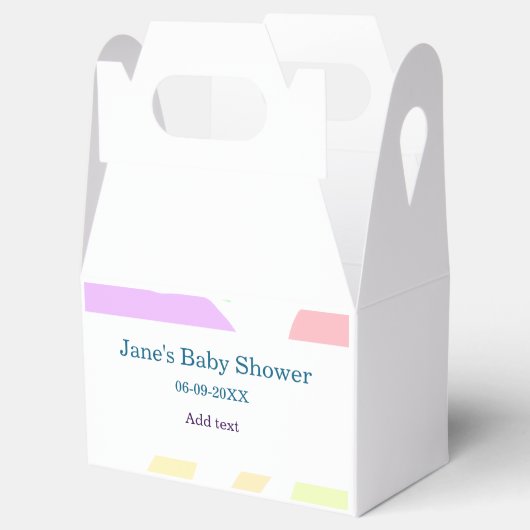 Genderneutrale abstracte vormen baby shower naam bedankdoosjes (Geopend)