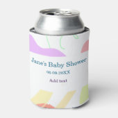 Genderneutrale abstracte vormen baby shower naam blikjeskoeler (Blikje Voorkant)