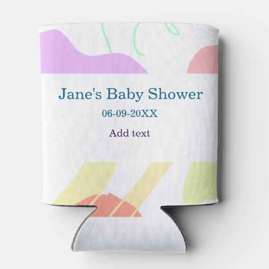 Genderneutrale abstracte vormen baby shower naam blikjeskoeler (Achterkant)