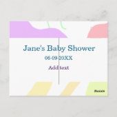 Genderneutrale abstracte vormen baby shower naam briefkaart (Achterkant)