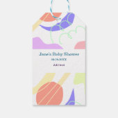 Genderneutrale abstracte vormen baby shower naam cadeaulabel (Achterkant)