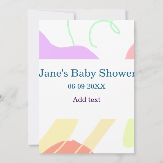 Genderneutrale abstracte vormen baby shower naam kaart (Achterkant)