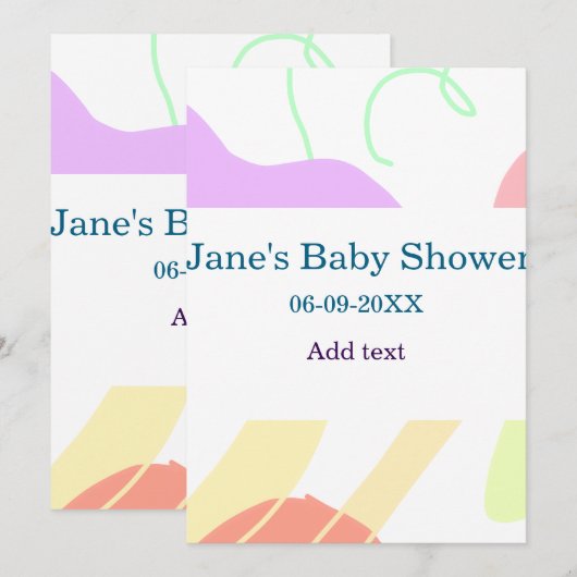 Genderneutrale abstracte vormen baby shower naam kaart (Voorkant / Achterkant)