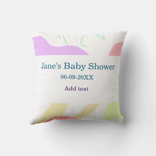 Genderneutrale abstracte vormen baby shower naam kussen (Achterkant)