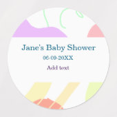 Genderneutrale abstracte vormen baby shower naam labels (Design 2)