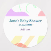 Genderneutrale abstracte vormen baby shower naam labels (Design 1)