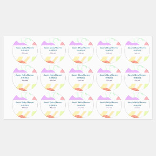Genderneutrale abstracte vormen baby shower naam labels