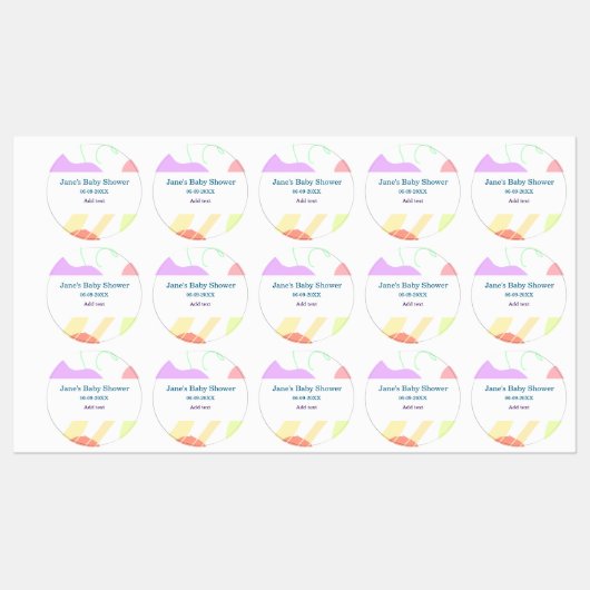 Genderneutrale abstracte vormen baby shower naam labels (Vel)