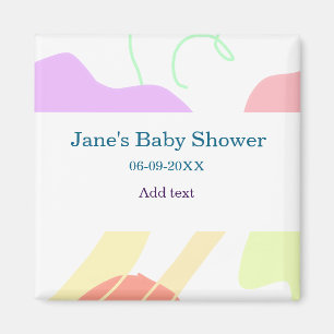 Genderneutrale abstracte vormen baby shower naam magneet