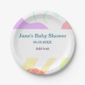 Genderneutrale abstracte vormen baby shower naam papieren bordje (Voorkant)