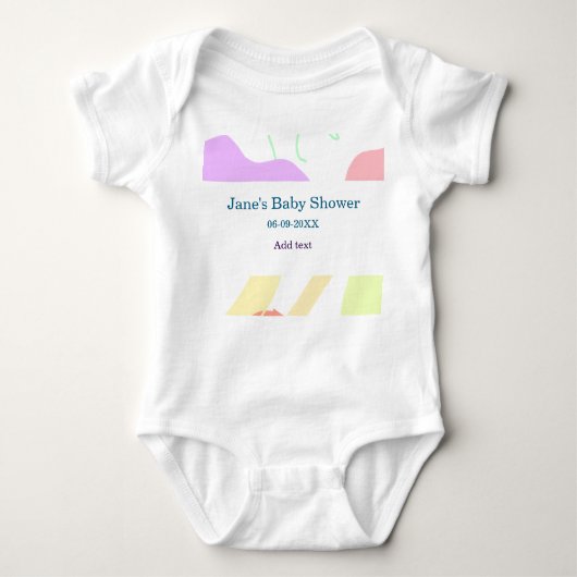 Genderneutrale abstracte vormen baby shower naam romper (Voorkant)