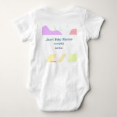 Genderneutrale abstracte vormen baby shower naam romper (Achterkant)