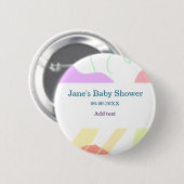 Genderneutrale abstracte vormen baby shower naam ronde button 5,7 cm (Voorkant /achterkant)