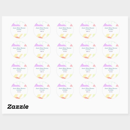 Genderneutrale abstracte vormen baby shower naam ronde sticker (Vel)