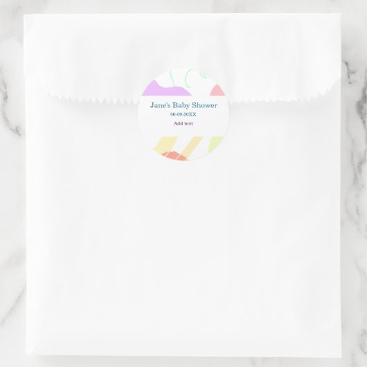 Genderneutrale abstracte vormen baby shower naam ronde sticker (Tas)