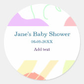Genderneutrale abstracte vormen baby shower naam ronde sticker (Voorkant)