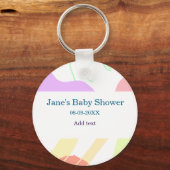 Genderneutrale abstracte vormen baby shower naam sleutelhanger (Achterkant)