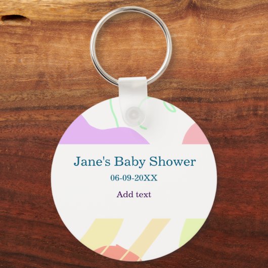 Genderneutrale abstracte vormen baby shower naam sleutelhanger (Achterkant)