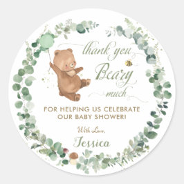 Genderneutrale Baby Beer Greenery Dank je wel Ronde Sticker