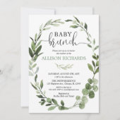 Genderneutrale baby brunch eucalyptusblad kaart (Voorkant)