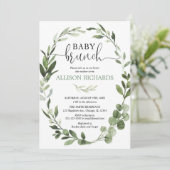 Genderneutrale baby brunch eucalyptusblad kaart (Staand voorkant)