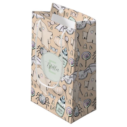 Genderneutrale Baby Halloween Pumpkin Ghost Klein Cadeauzakje (Voorkant Gekanteld)