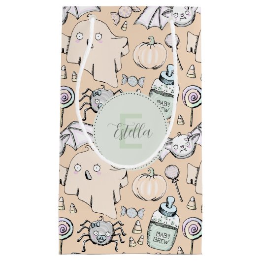 Genderneutrale Baby Halloween Pumpkin Ghost Klein Cadeauzakje (Voorkant)