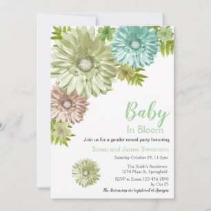 Genderneutrale Baby in Bloom Gender Reveal Party Kaart