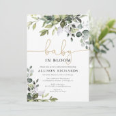 Genderneutrale Baby in Bloom greenery baby shower Kaart (Staand voorkant)