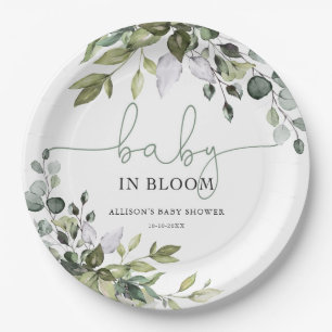 Genderneutrale Baby in Bloom greenery baby shower Papieren Bordje