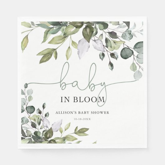 Genderneutrale Baby in Bloom greenery baby shower Servet (Voorkant)