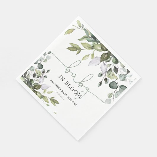 Genderneutrale Baby in Bloom greenery baby shower Servet (Hoek)