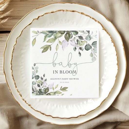 Genderneutrale Baby in Bloom greenery baby shower Servet