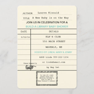 Genderneutrale Baby  Library Card Shower Kaart