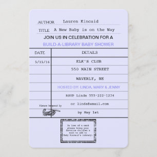 Genderneutrale Baby  Library Card Shower Kaart