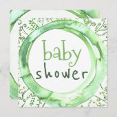 Genderneutrale Baby shower Greenery Waterverf Kaart (Voorkant / Achterkant)